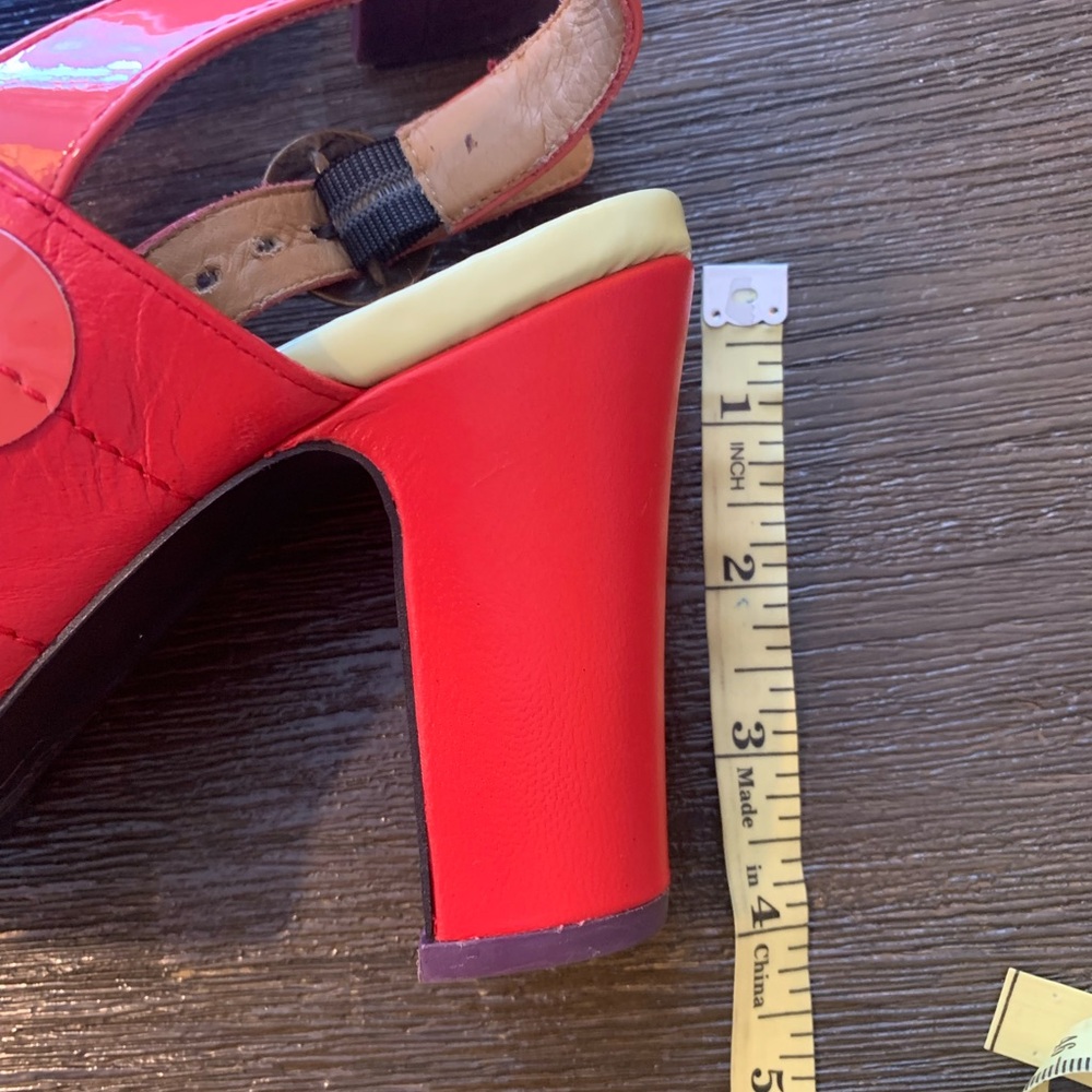 John Fluevog 10 Red Heels with Purple and Pink Details - Picture 5 of 12